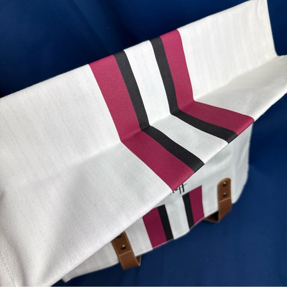 Harrods White Tote with Pink and Black Stripes - Picture 5 of 5